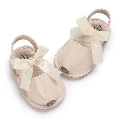 Baby Toddler Patent Bow Strap Rubber Sole Sandals. 5 Colours 0M-18M