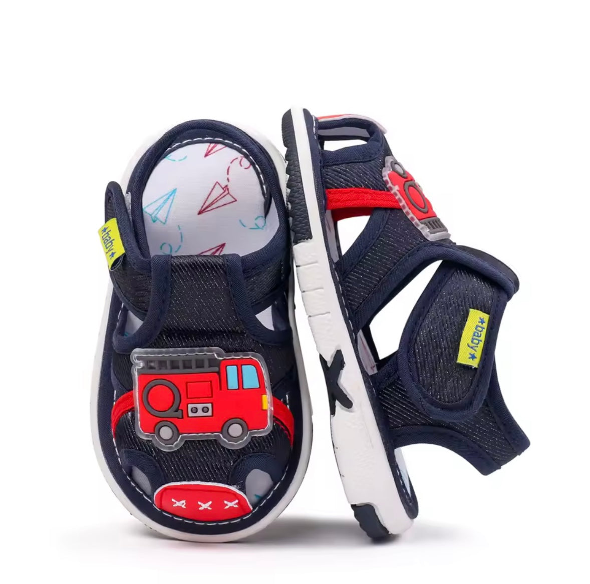 Baby Toddler Boys Fire Truck Velcro Strap Sandals. 3 Colours EU19-24