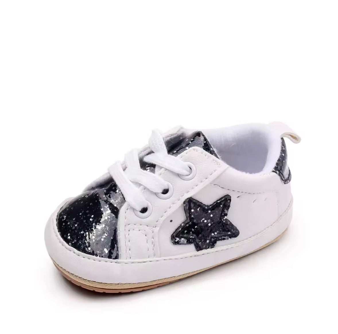 Baby Toddler Lace Up Slip On Glitter Sports Shoes. 4 Colours 0M-18M