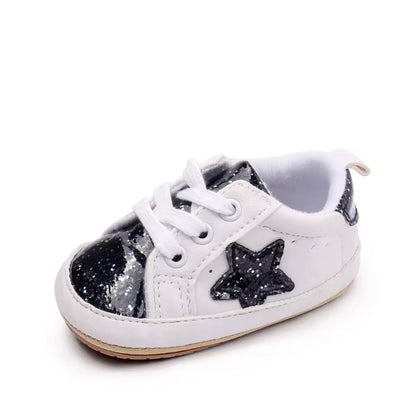 Baby Toddler Lace Up Slip On Glitter Sports Shoes. 4 Colours 0M-18M