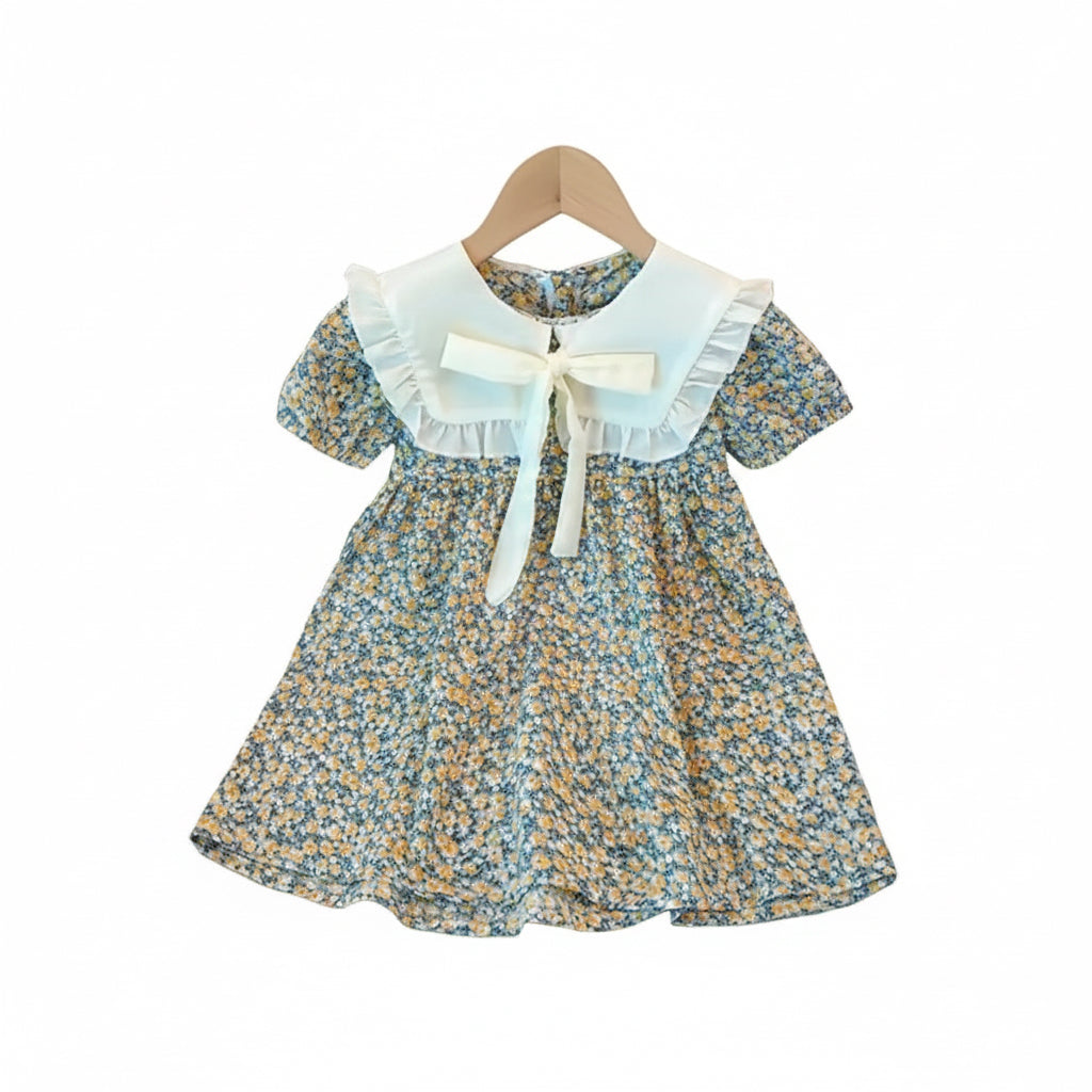 Kids Girls Lightweight Floral Bowknot Dress. 12M-6Y
