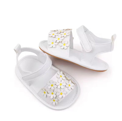 Baby Toddler Girls Leather Velcro Strap Daisy Sandals. 3 Colours 0M-18M
