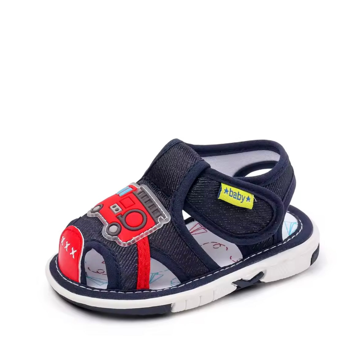 Baby Toddler Boys Fire Truck Velcro Strap Sandals. 3 Colours EU19-24
