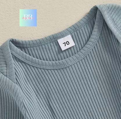 Baby/Toddler Ribbed Long Sleeve Romper with Hat. 0-12M, 4 colours available.