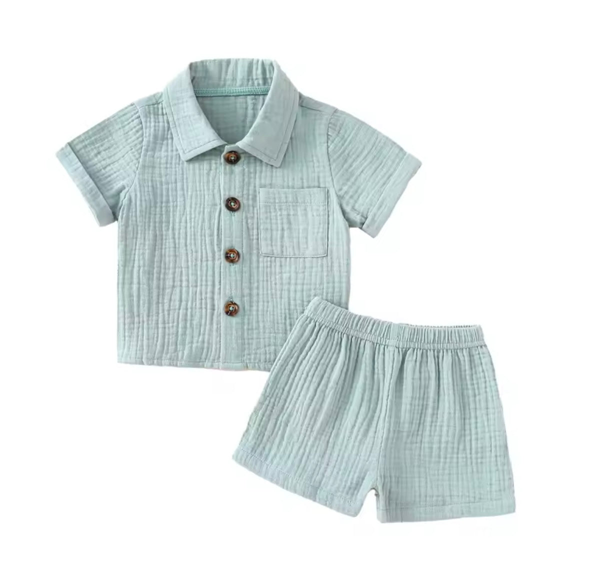 Baby Toddler Boys Muslin Shirt & Shorts Set. 6 Colours 0M-3Y