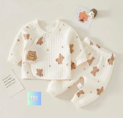 Baby/Toddler Pyjama Sets with Cartoon Bear print. 6 variations, Newborn-6M.