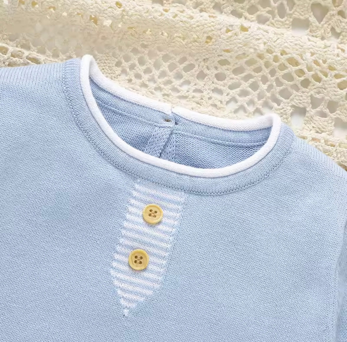 Baby Toddler Short Sleeve Knitted Top & Shorts Set. 3 Colours 3-18M