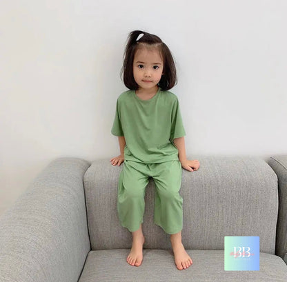 Kids Solid Colour Cotton Pyjamas, Unisex. 5 colours, 12M-6Y