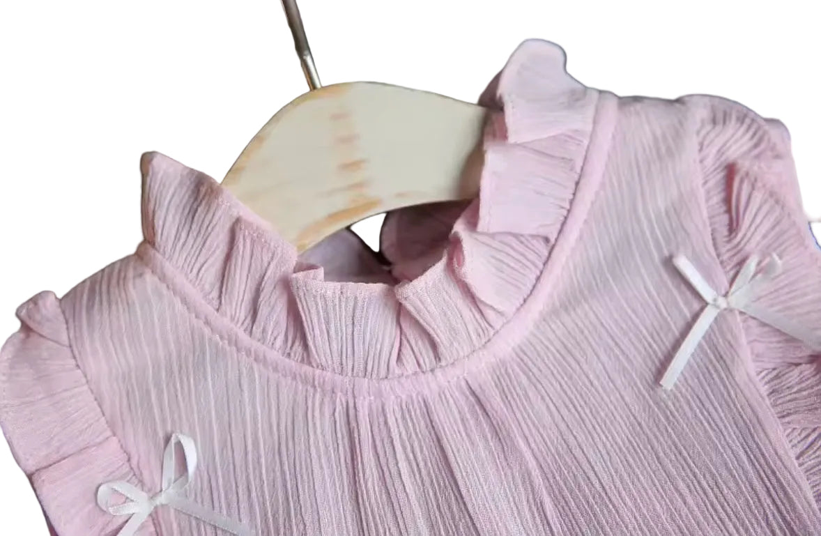 Kids Girls Lightweight Ruffled Top & Shorts Set. 3 Colours 12M-4Y