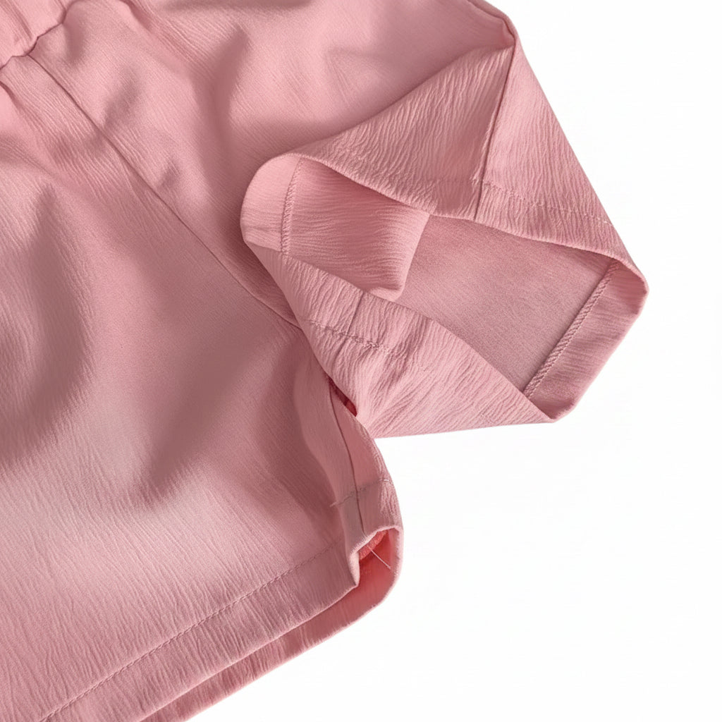Kids Girls Lightweight Pleated Vest Top & Shorts Set. 5 Colours 3-7Y