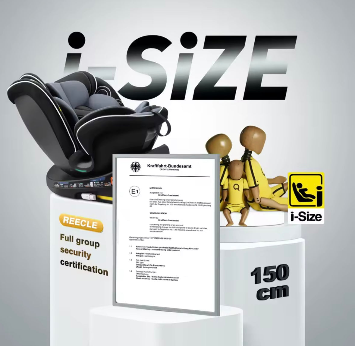 Kids Reecle I-Size 360 Swivel ISOFIX Car Seat. 0-12Y 3 Colours Available