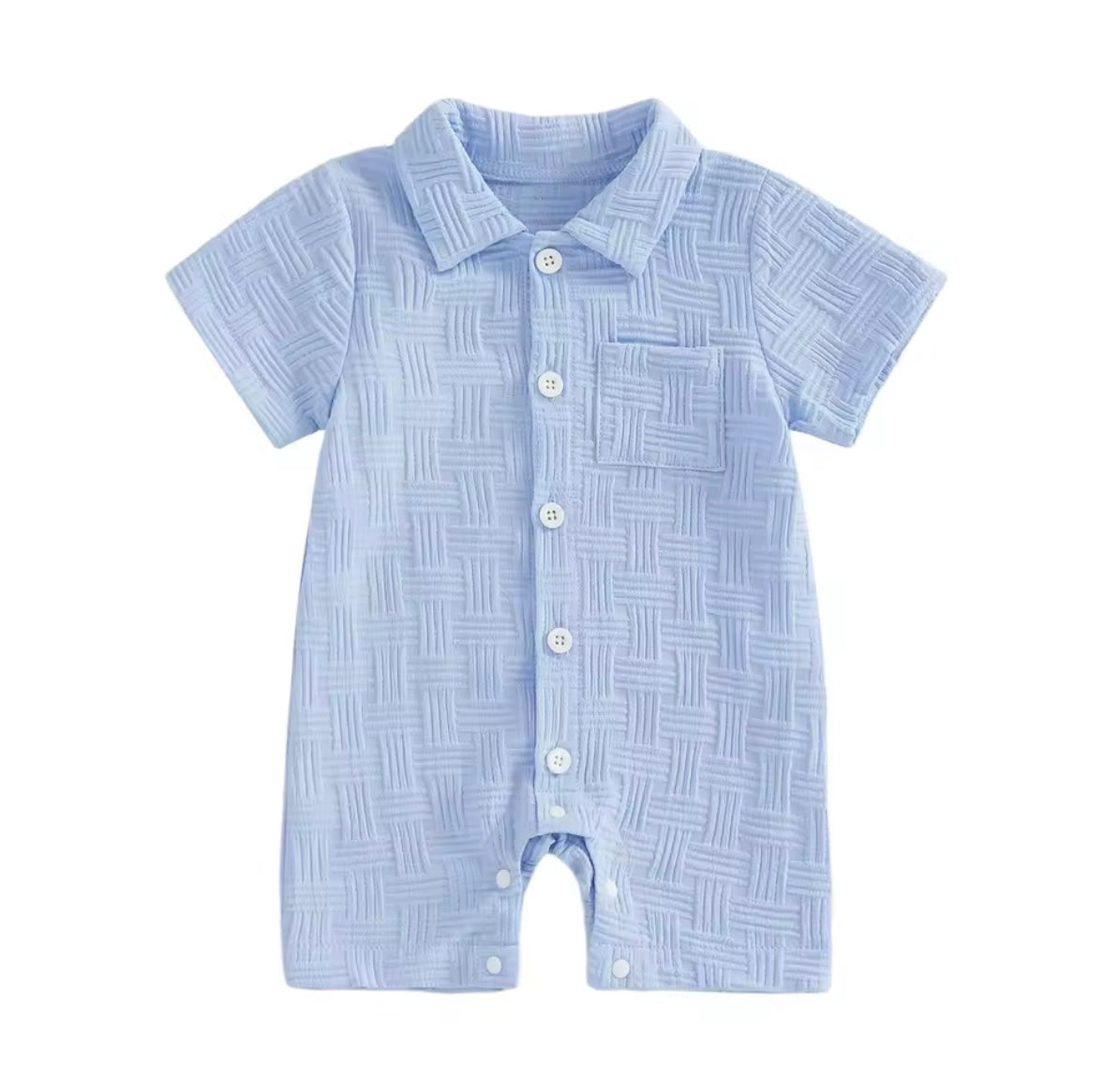Baby Toddler Boys Lapel Button Front Romper. 4 Colours 3-18M