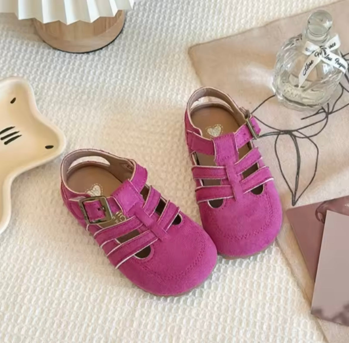 Kids Suede Velcro Strap Rubber Sole Sandals. 5 Colours Size EU21-EU36