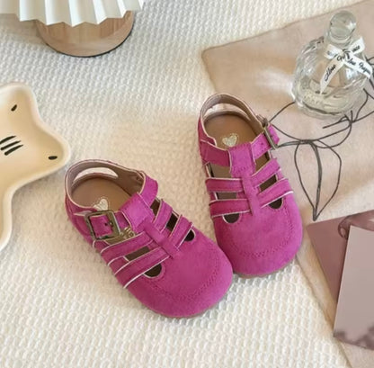 Kids Suede Velcro Strap Rubber Sole Sandals. 5 Colours Size EU21-EU36