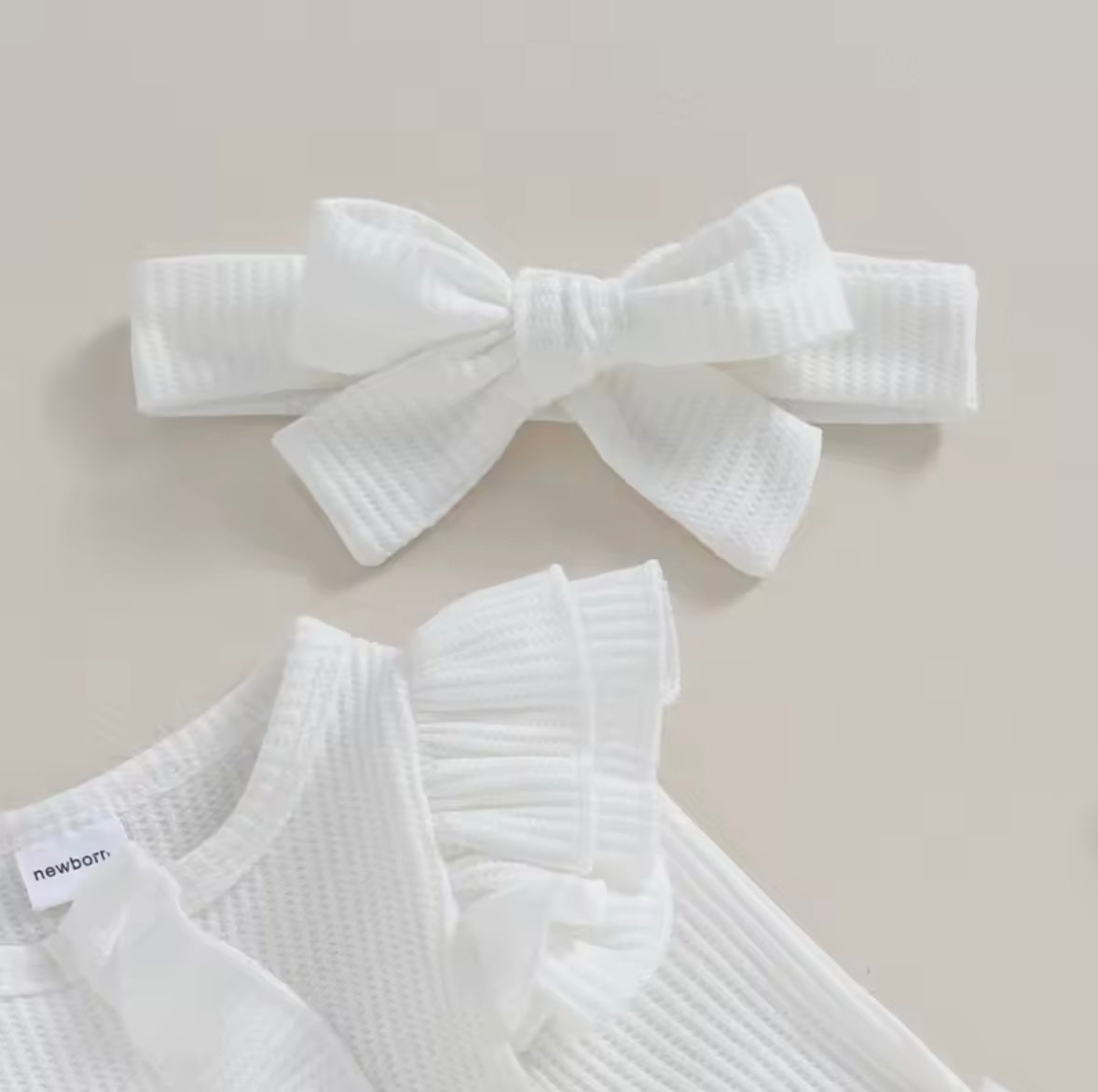 Baby Toddler Girls Ribbed Ruffle Romper & Headband Set. 3 Colours Newborn-12M