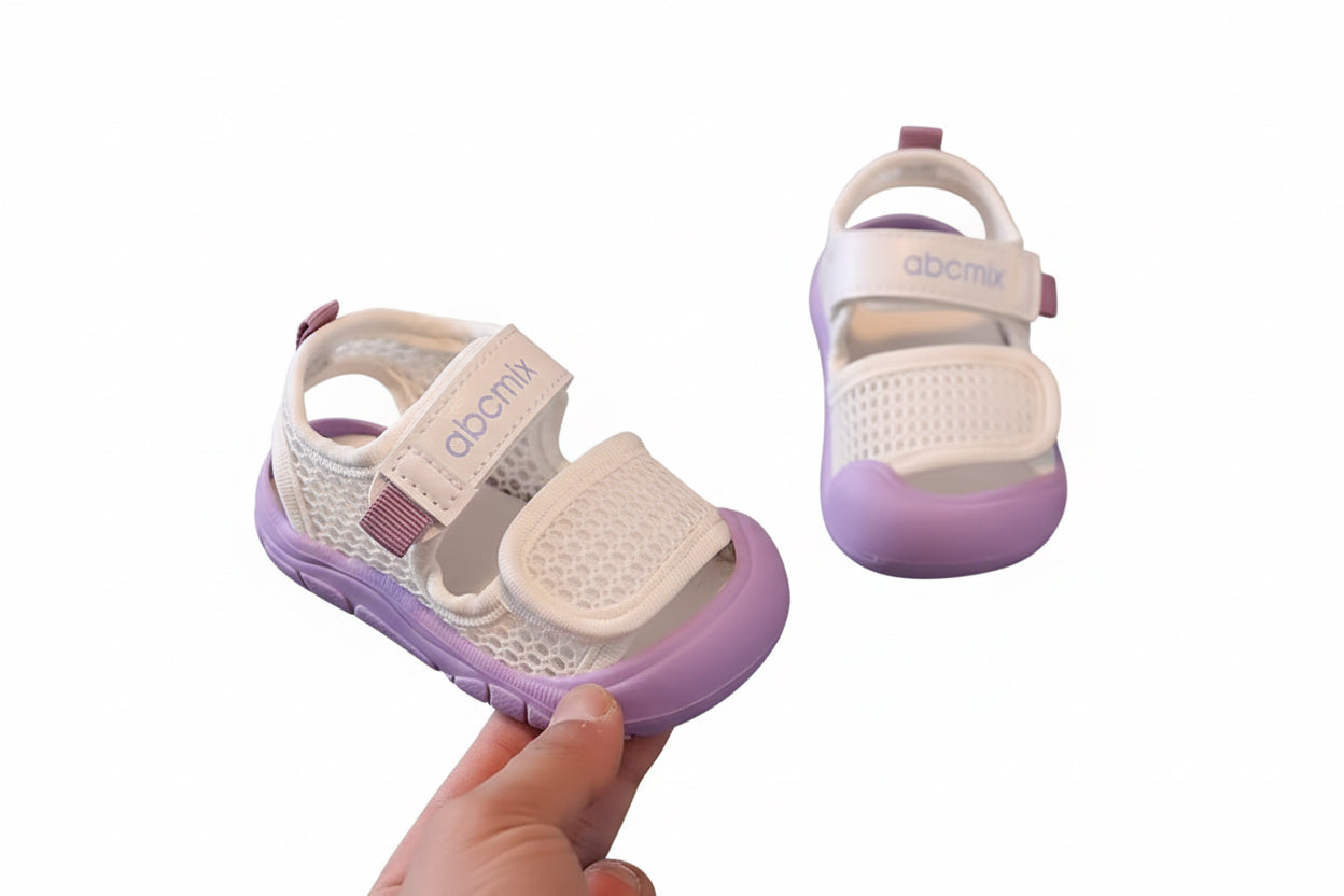 Kids Soft Mesh Velcro Strap Rubber Sole Sandals. 3 Colours EU15-EU25