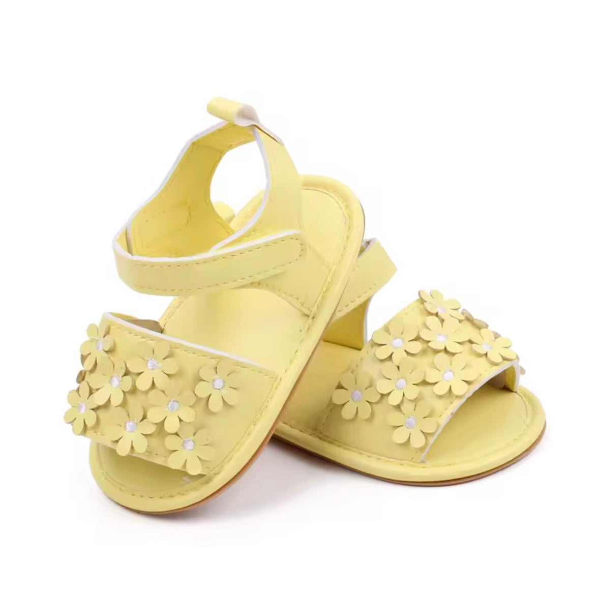 Baby Toddler Girls Leather Velcro Strap Daisy Sandals. 3 Colours 0M-18M