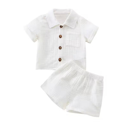 Baby Toddler Boys Muslin Shirt & Shorts Set. 6 Colours 0M-3Y