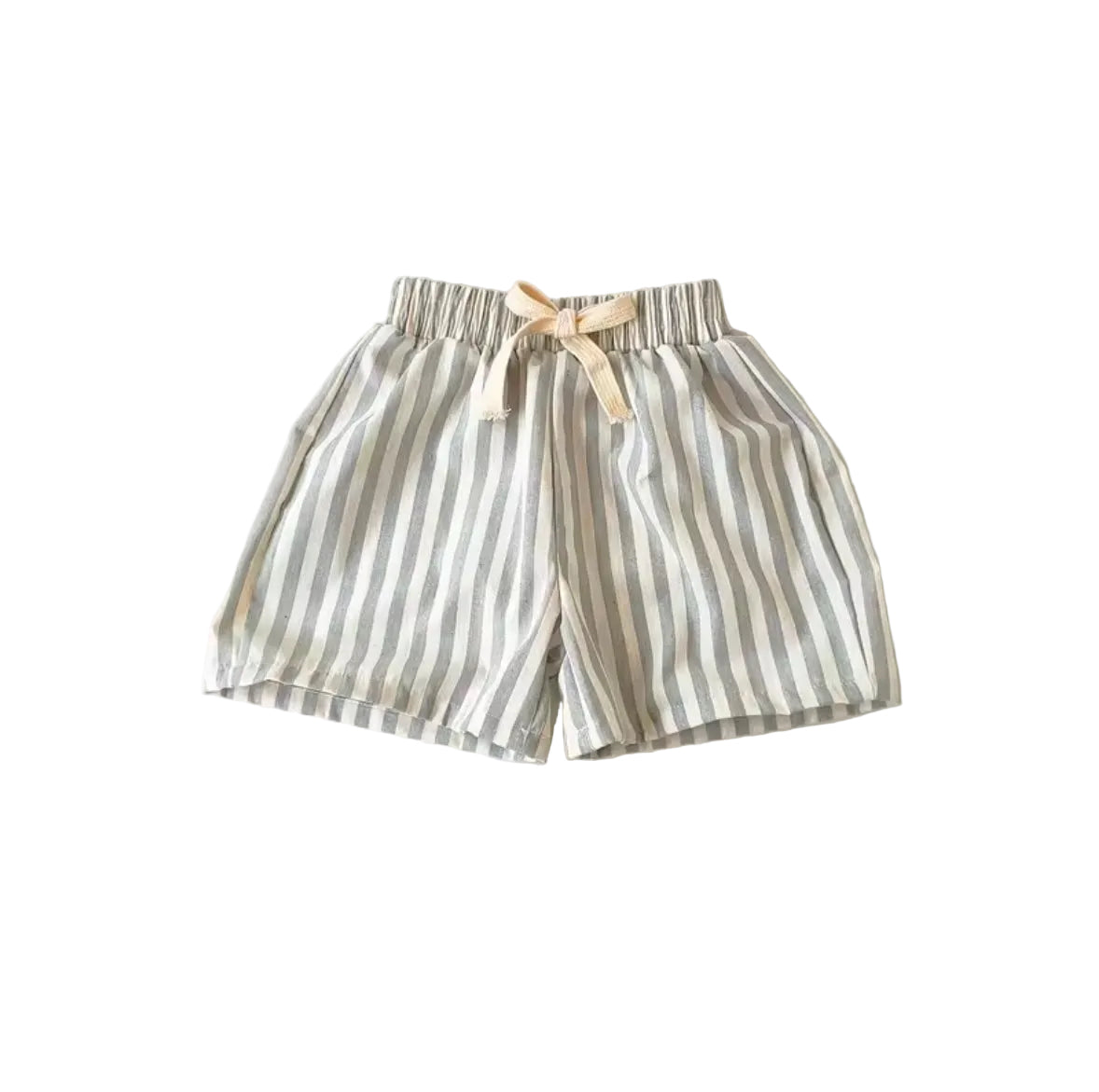 Striped shorts with a ribbon on a white background