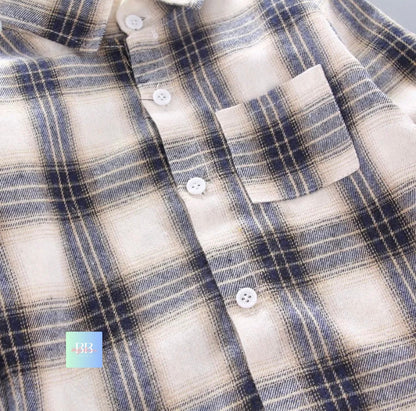 Kids Autumn/Winter Cotton Check Shirt, Long Sleeve. Boys/Girls, 12M-5Y, 5 Colours