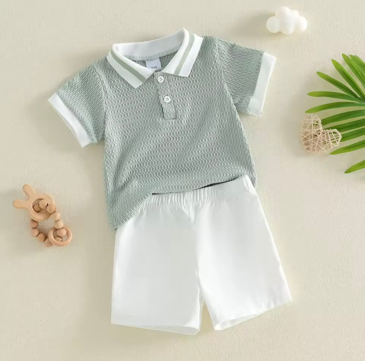 Kids Boys Textured Polo Shirt & Shorts Set 9M-3Y