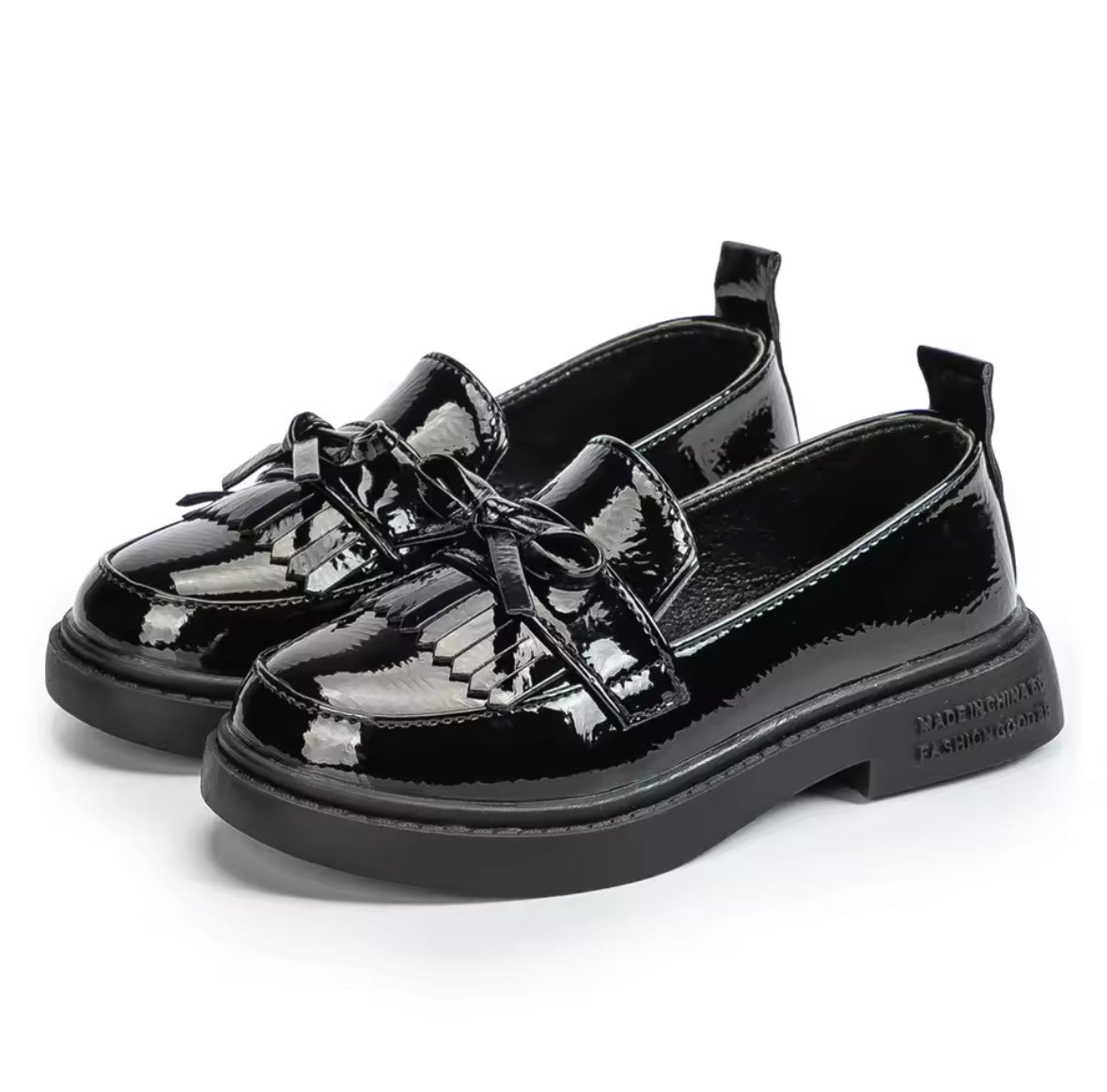 Kids Girls Black Patent Loafer School Shoes. Uk infant size  9-junior size 2