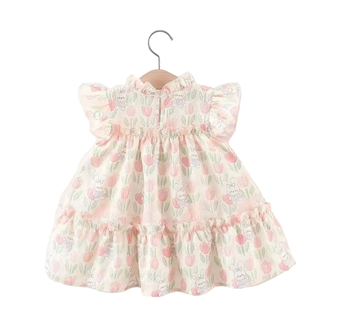 Kids Girls Lightweight Floral Rabbit Print Summer Dress. 9M-4Y