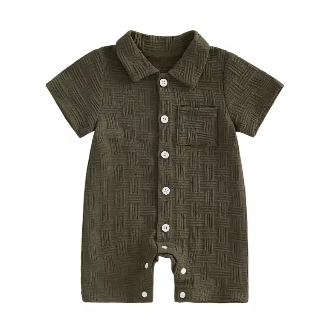 Baby Toddler Boys Lapel Button Front Romper. 4 Colours 3-18M