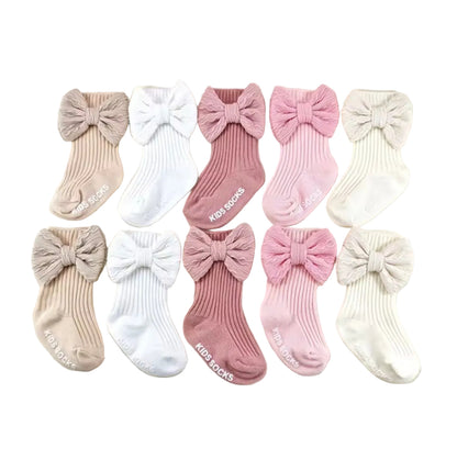 Baby Toddler Girls Bowknot Headscarf Hat & Matching Bowknot Socks. 5 Colours Fits 0-6M