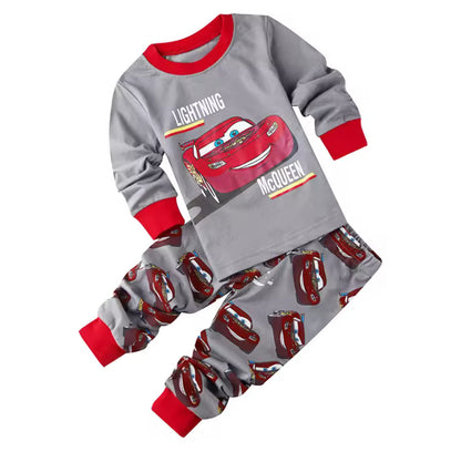 Children's pajama set with Lightning McQueen design on a white background
