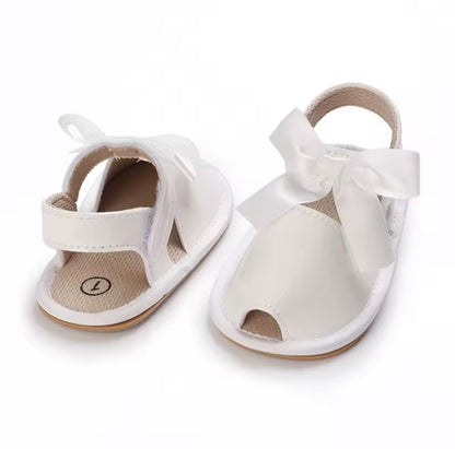 Baby Toddler Patent Bow Strap Rubber Sole Sandals. 5 Colours 0M-18M