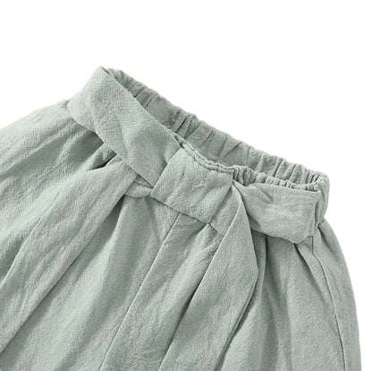 Baby Toddler Girls Sleeveless Cotton Shirt & Linen Shorts Set. 2 Colours 9M-3Y