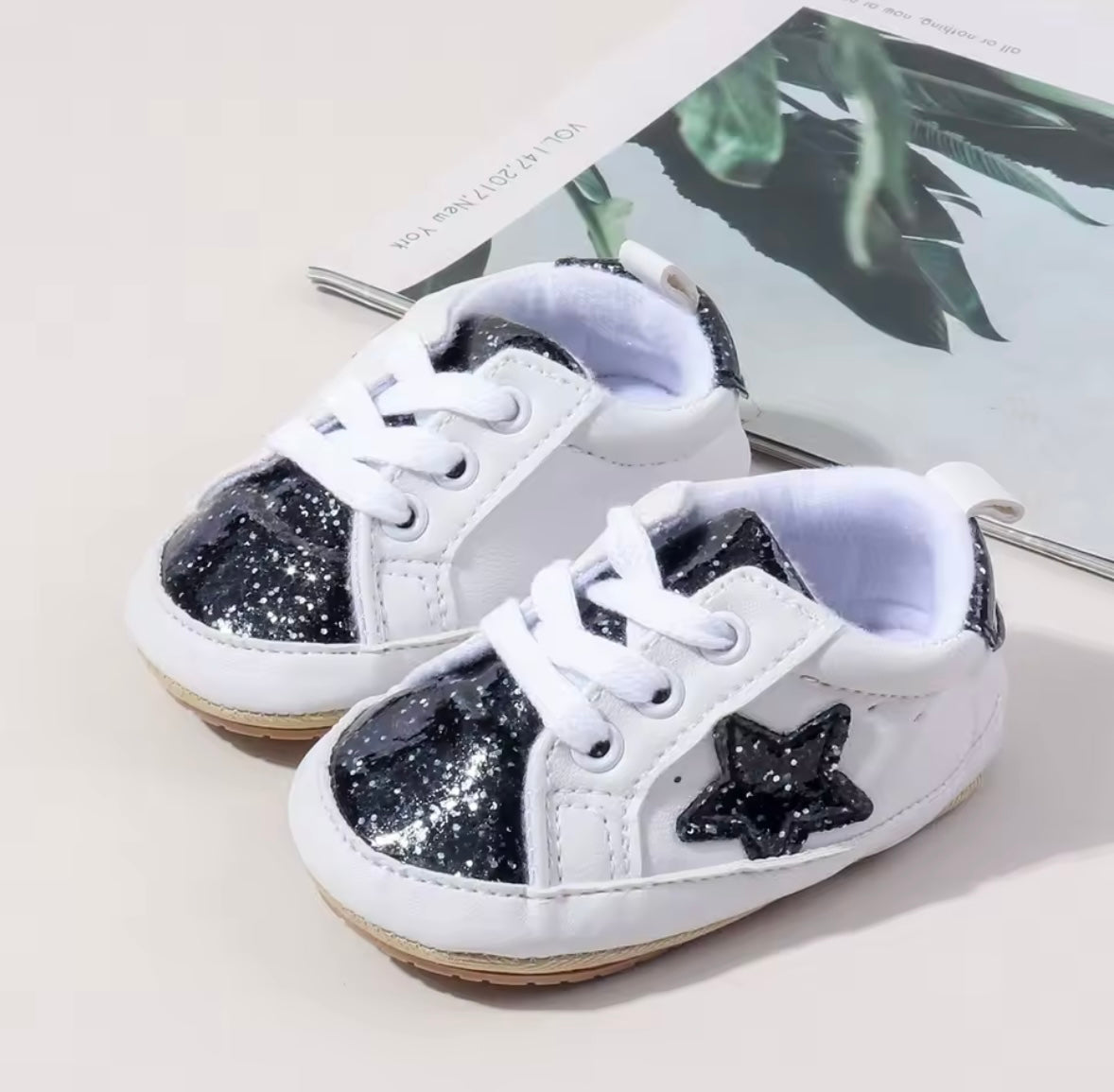 Baby Toddler Lace Up Slip On Glitter Sports Shoes. 4 Colours 0M-18M