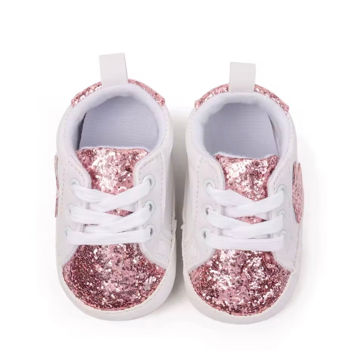 Baby Toddler Lace Up Slip On Glitter Sports Shoes. 4 Colours 0M-18M