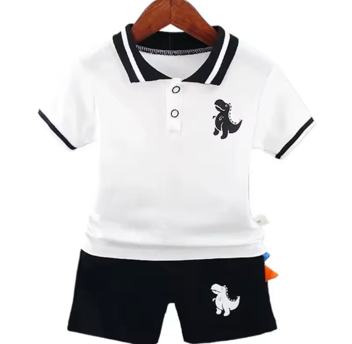 Kids Boys Lightweight Dinosaur Polo Shirt & Shorts Set. 3 Colours 12M-5Y