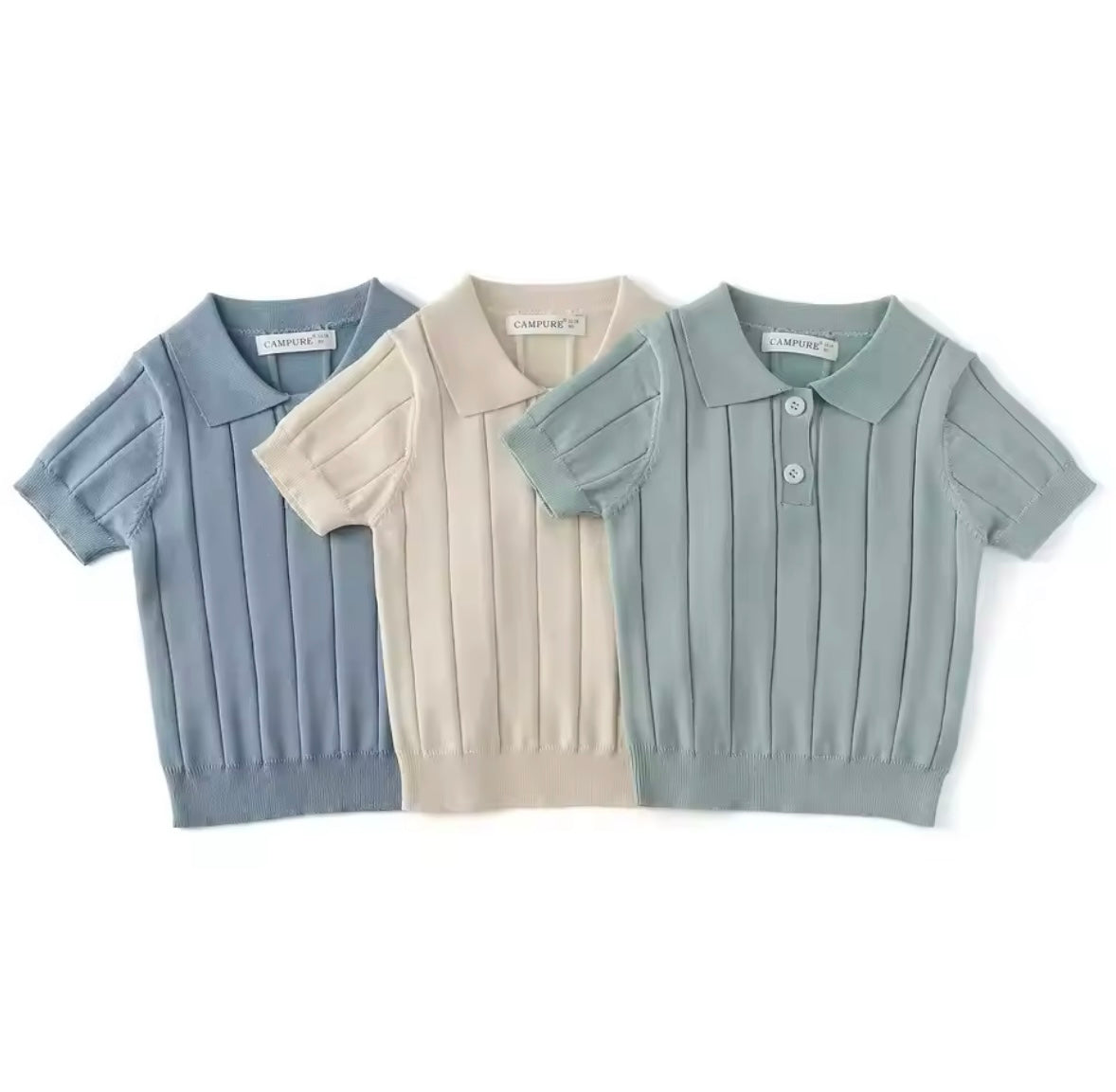 Kids Boys Short Sleeve Knit Polo Shirt. 3 Colours 12M-8Y