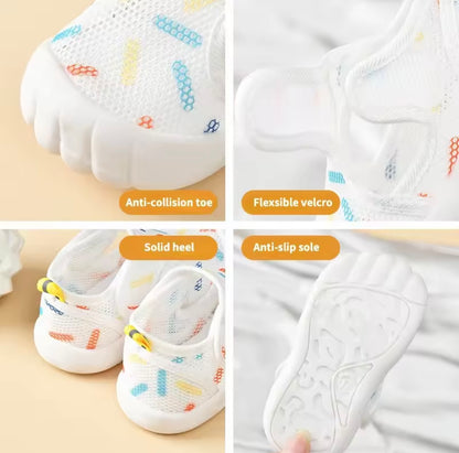 Kids Mesh Velcro Strap Anti-Slip Shoes. 4 Colours EU14-21