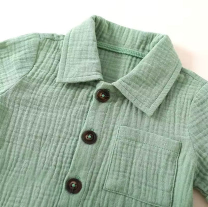 Baby Toddler Boys Muslin Shirt & Shorts Set. 6 Colours 0M-3Y