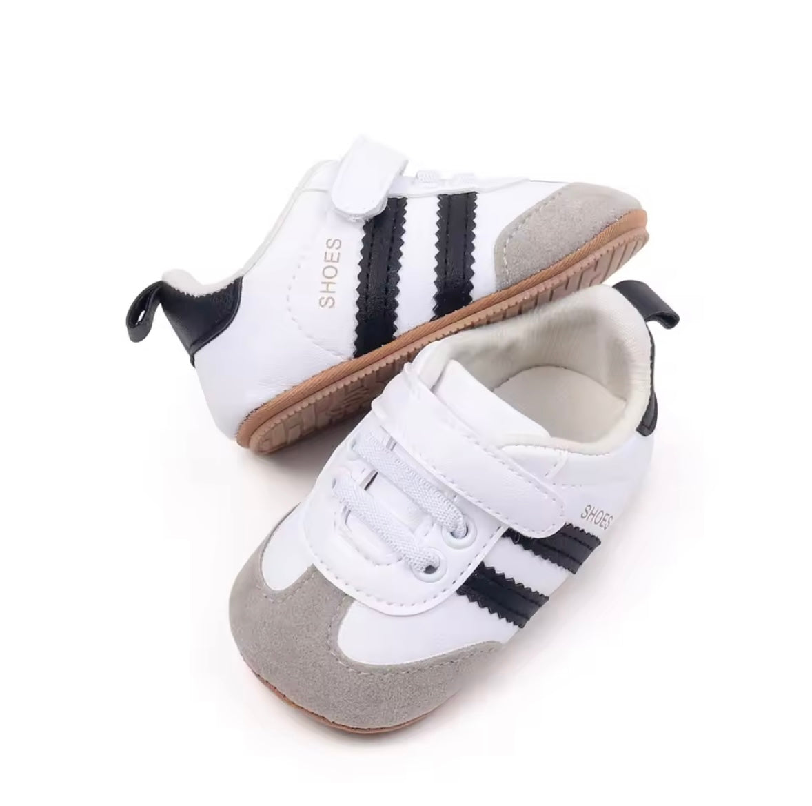 Baby Toddler Soft Velcro Strap Sneakers with Rubber Sole. 3 Colours 0-18M