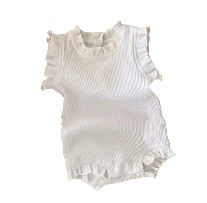 Baby Toddler Girls Ribbed Romper Vest & Matching Shorts Set. 3 Colours 0M-12M