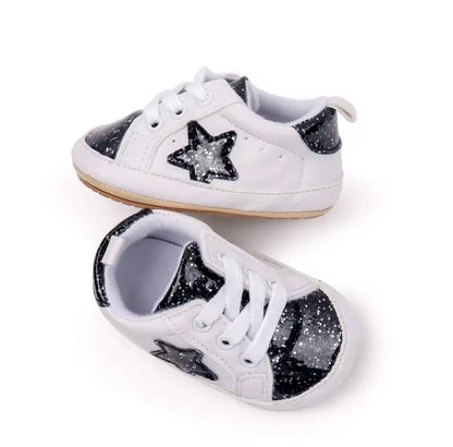 Baby Toddler Lace Up Slip On Glitter Sports Shoes. 4 Colours 0M-18M