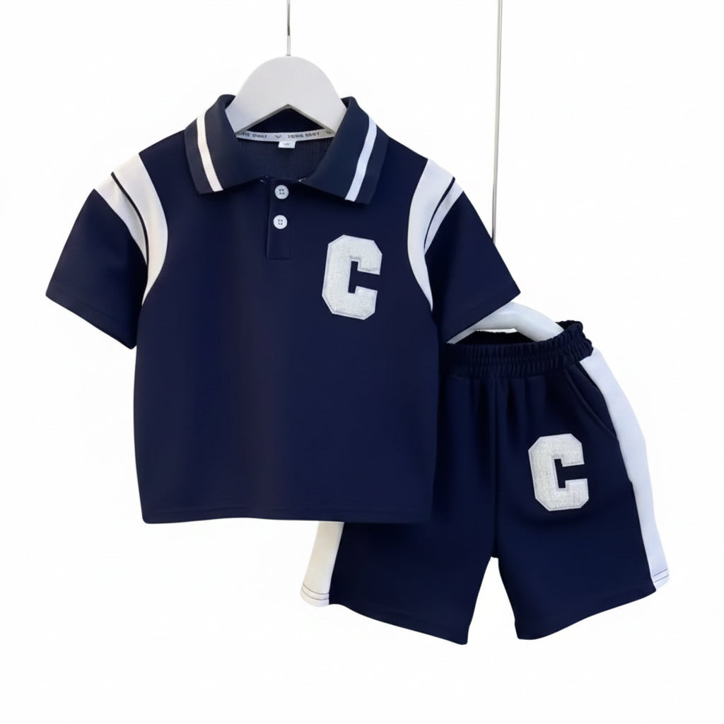 Kids Boys Casual Sports Polo Shirt & Matching Shorts Set. 2 Colours 2-6Y