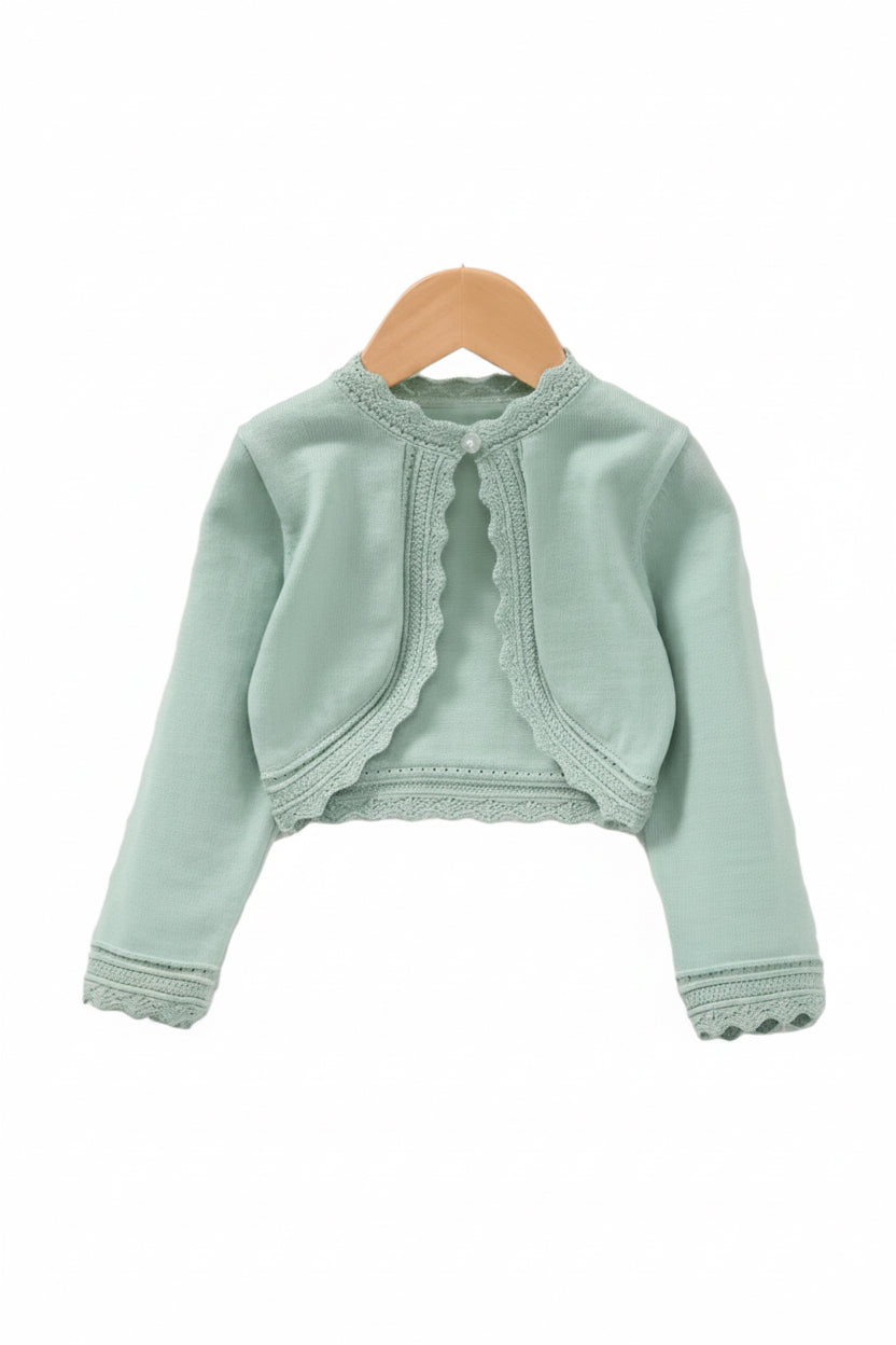 Kids Girls Lightweight Long Sleeve Shawl Cardigan. 4 Colours 1-24M