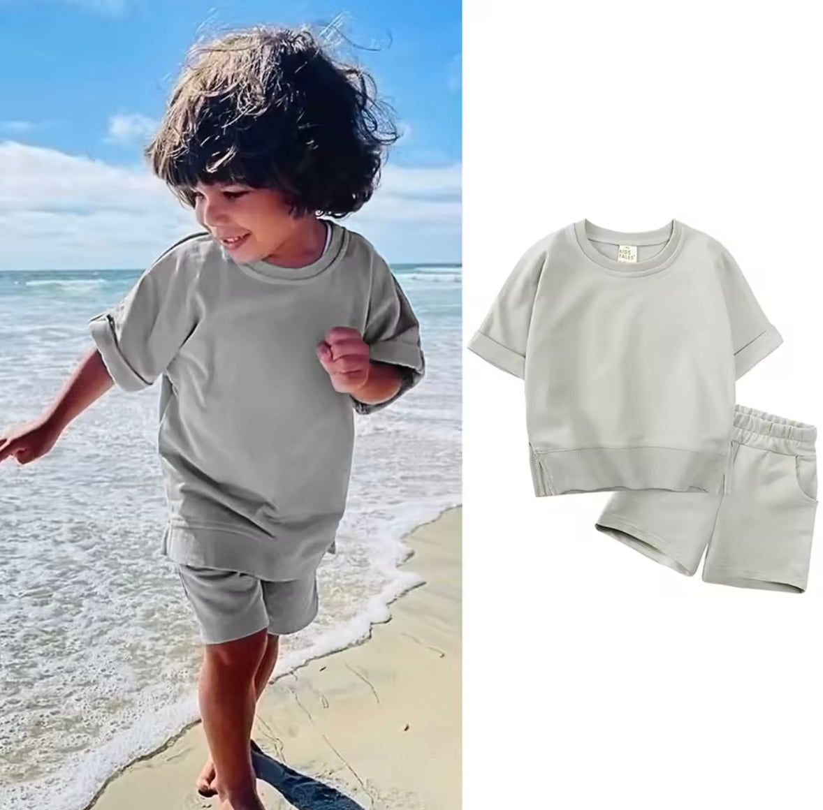 Kids Unisex Lightweight Short Sleeve Sweater & Matching Shorts Set. 6 Colours 12M-7Y