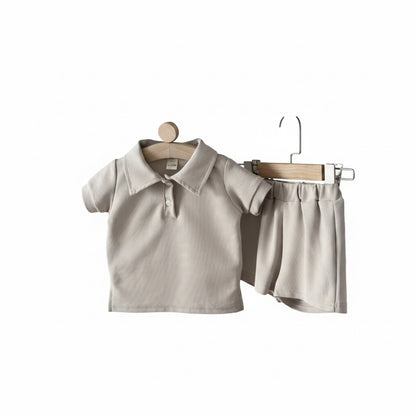 Kids Casual Solid Colour Polo Shirt & Matching Shorts Set. 3 Colours 6M-3Y
