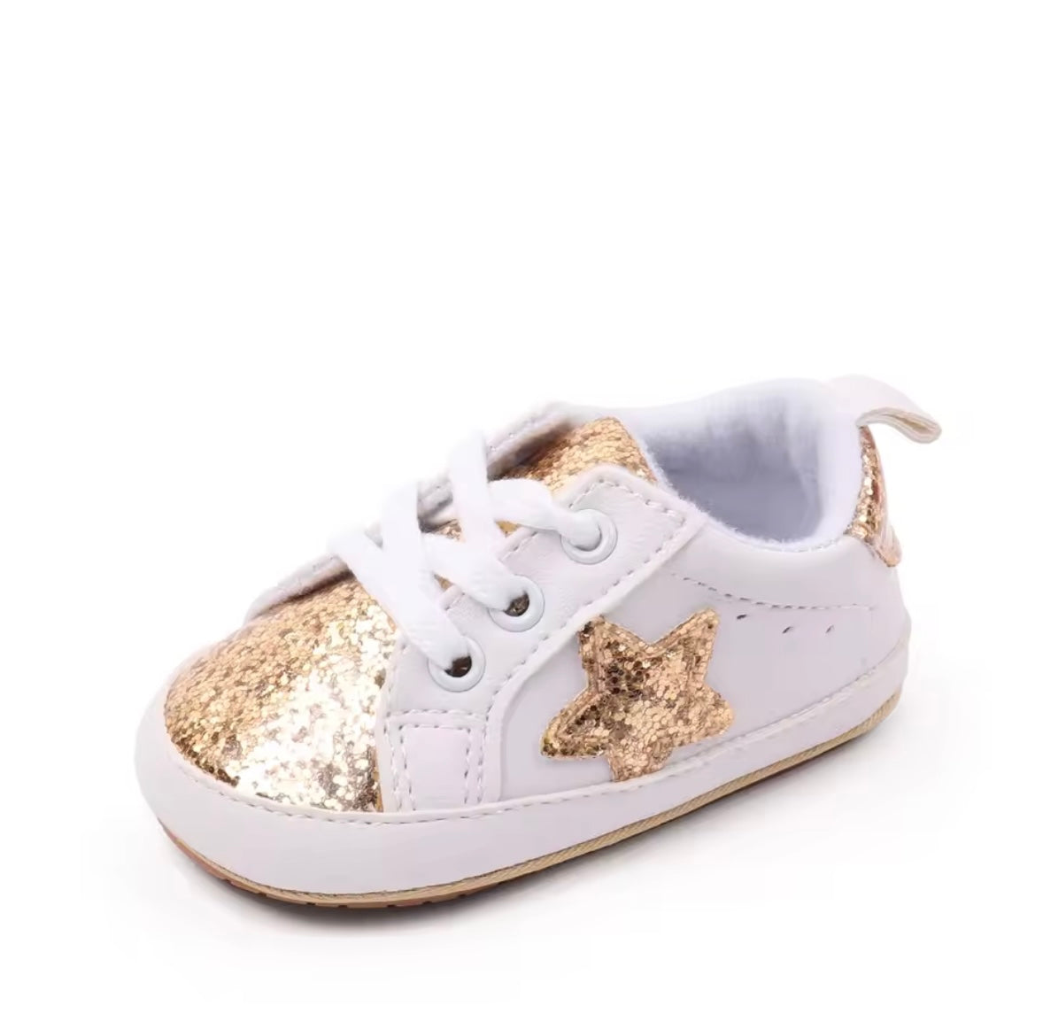 Baby Toddler Lace Up Slip On Glitter Sports Shoes. 4 Colours 0M-18M
