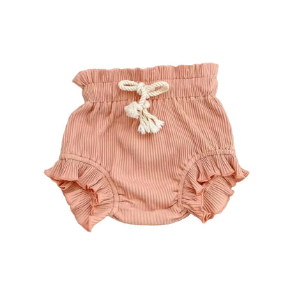 Baby Toddler Girls Ribbed Romper Vest & Matching Shorts Set. 3 Colours 0M-12M