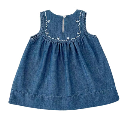 Kids Girls Lightweight Sleeveless Embroidered Summer Dress. 2-6Y