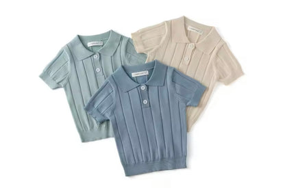 Kids Boys Short Sleeve Knit Polo Shirt. 3 Colours 12M-8Y