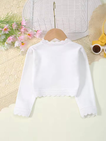 Kids Girls Lightweight Long Sleeve Shawl Cardigan. 4 Colours 1-24M